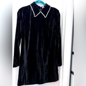 Black Velvet Dress with rhinestones on collar.